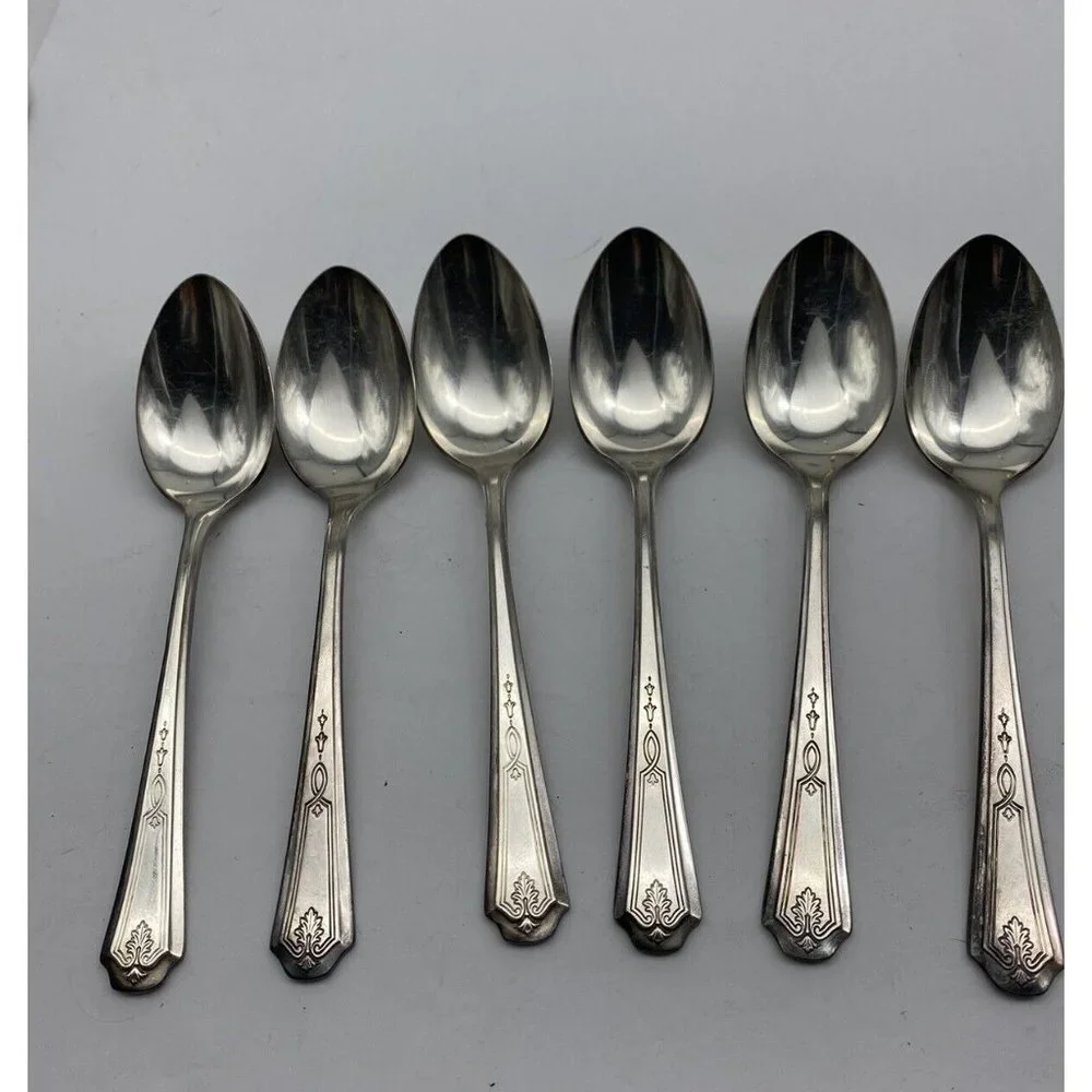 Vintage 1922 Oneida Community Beverly Teaspoons Set Of 12 Silverplate‎ Art Deco